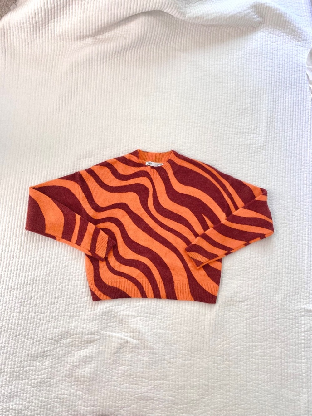 Orange and burgundy swirl Zara sweater